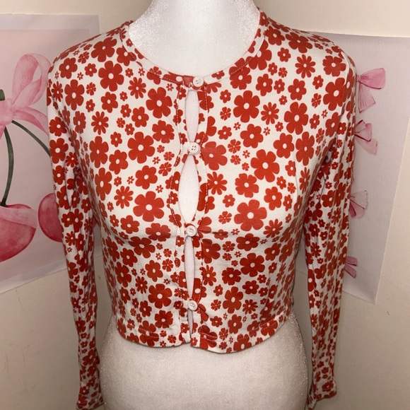 Forever 21 Tops - Retro orange floral cardigan
